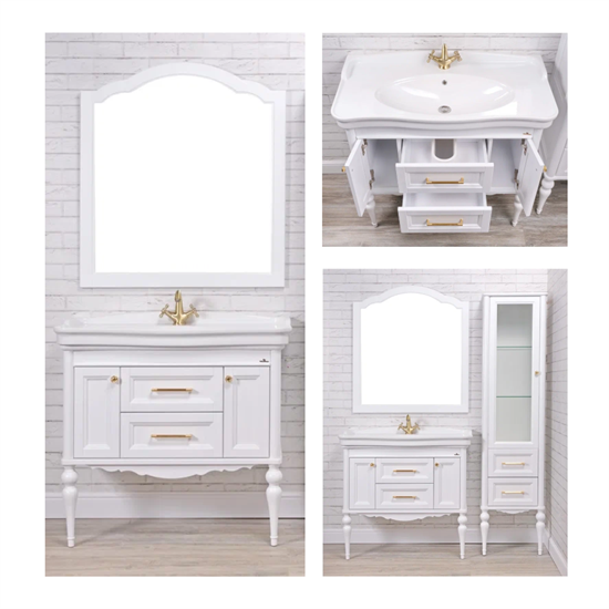 Комплект мебели для ванной комнаты ValenHouse коллекция Эстетика 100, в цвете белый, массив ясеня 1