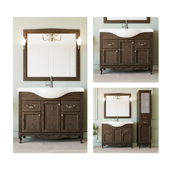 Комплект мебели для ванной комнаты ValenHouse коллекция Эллина 105, в цвете кальяри, массив ясеня 14