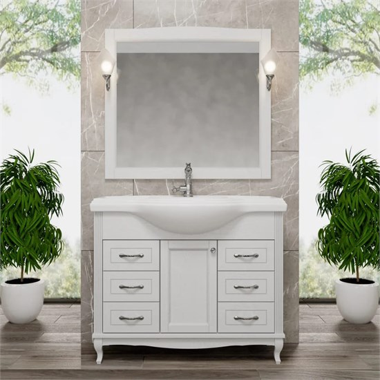 Комплект мебели для ванной комнаты ValenHouse коллекция Эллина 105-2, в цвете белый, массив ясеня 16