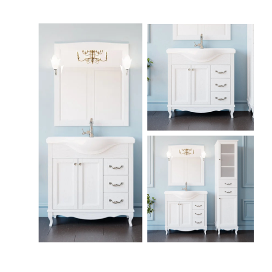 Комплект мебели для ванной комнаты ValenHouse коллекция Эллина 80, в цвете белый, массив ясеня 19