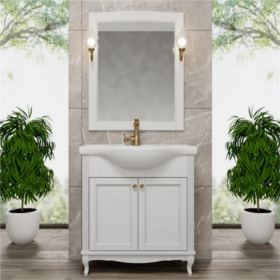 Комплект мебели для ванной комнаты ValenHouse коллекция Эллина 80-2, в цвете белый, массив ясеня 22