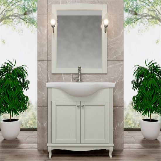 Комплект мебели для ванной комнаты ValenHouse коллекция Эллина 80-2, в цвете слоновая кость, массив ясеня 24