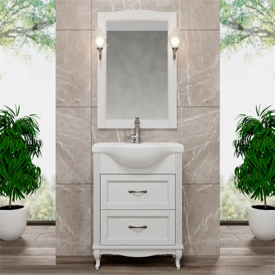 Комплект мебели для ванной комнаты ValenHouse коллекция Эллина 65-2, в цвете белый, массив ясеня 28