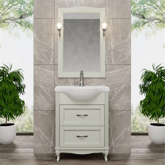 Комплект мебели для ванной комнаты ValenHouse коллекция Эллина 65-2, в цвете слоновая кость, массив ясеня 30