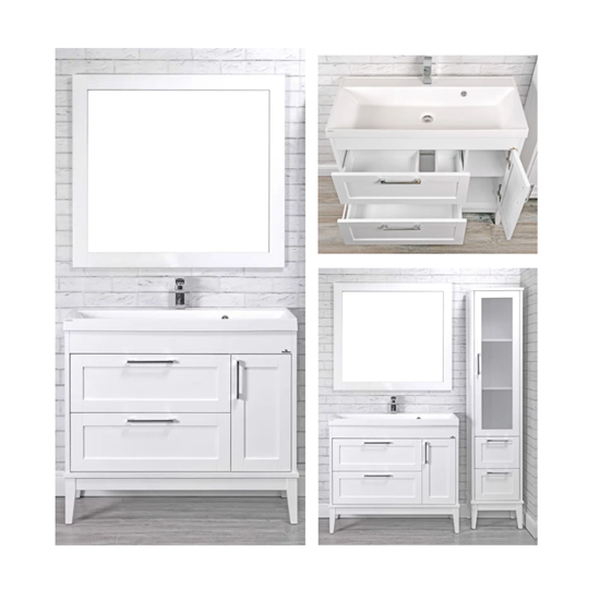 Комплект мебели для ванной комнаты ValenHouse коллекция Эйвори 100, в цвете белый, массив ясеня 34