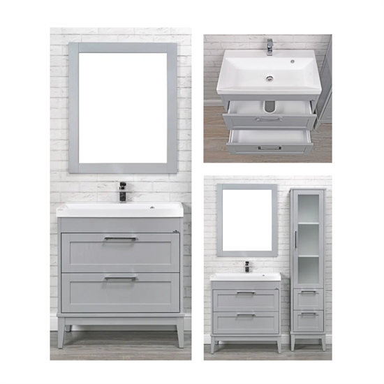 Комплект мебели для ванной комнаты ValenHouse коллекция Эйвори 80, в цвете серый, массив ясеня 37