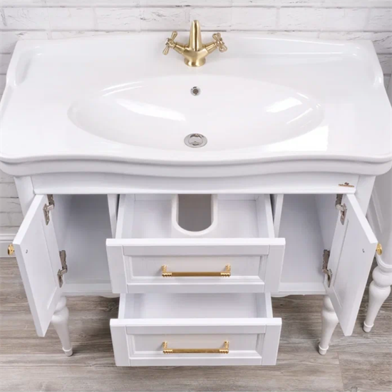 Тумба напольная ValenHouse коллекция Эстетика 100, в цвете белый, массив ясеня 40