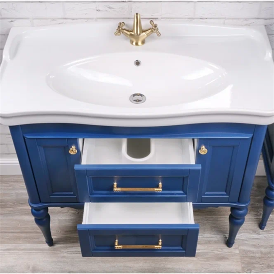 Тумба напольная ValenHouse коллекция Эстетика 100, в цвете синий, массив ясеня 41