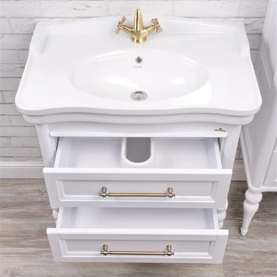 Тумба напольная ValenHouse коллекция Эстетика 80, в цвете белый, массив ясеня 43