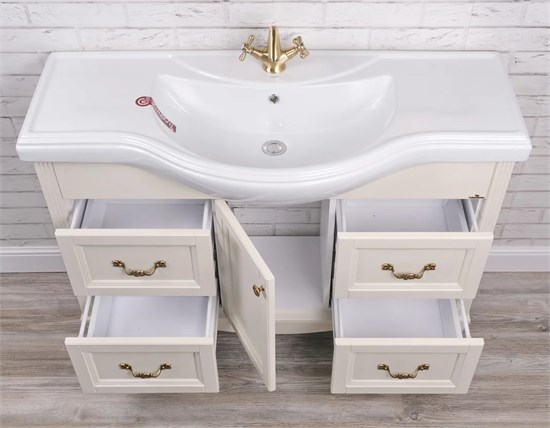 Тумба напольная ValenHouse коллекция Эллина 120-2, в цвете слоновая кость, массив ясеня 51