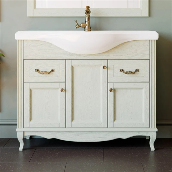 Тумба напольная ValenHouse коллекция Эллина 105, в цвете слоновая кость, массив ясеня 54