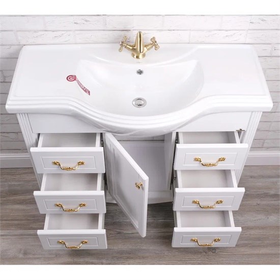 Тумба напольная ValenHouse коллекция Эллина 105-2, в цвете белый, массив ясеня 55