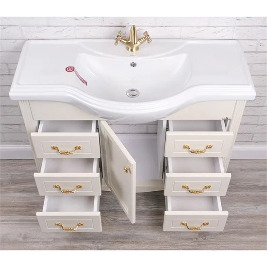 Тумба напольная ValenHouse коллекция Эллина 105-2, в цвете слоновая кость, массив ясеня 57