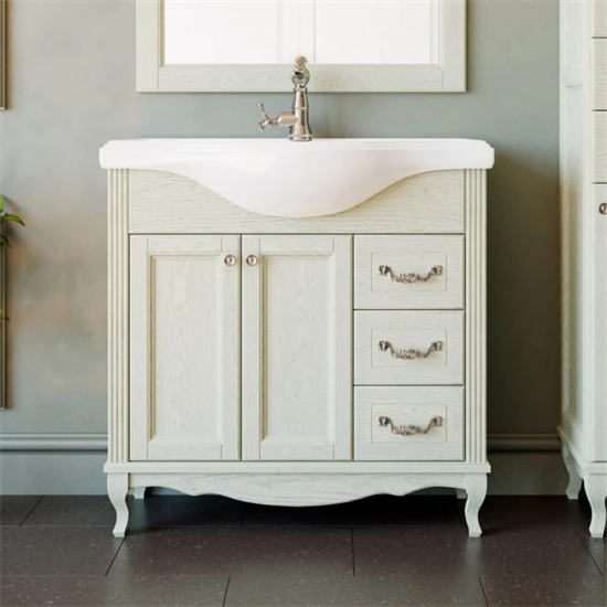 Тумба напольная ValenHouse коллекция Эллина 80, в цвете слоновая кость, массив ясеня 60