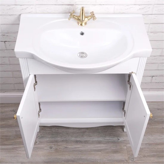 Тумба напольная ValenHouse коллекция Эллина 80-2, в цвете белый, массив ясеня 61