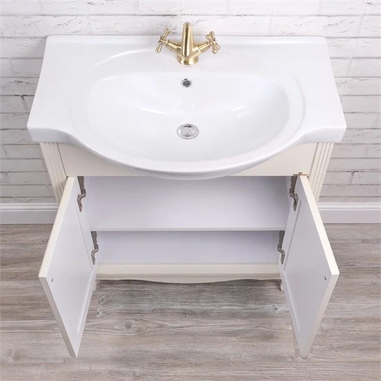 Тумба напольная ValenHouse коллекция Эллина 80-2, в цвете слоновая кость, массив ясеня 63