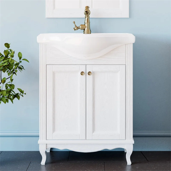 Тумба напольная ValenHouse коллекция Эллина 65, в цвете белый, массив ясеня 64