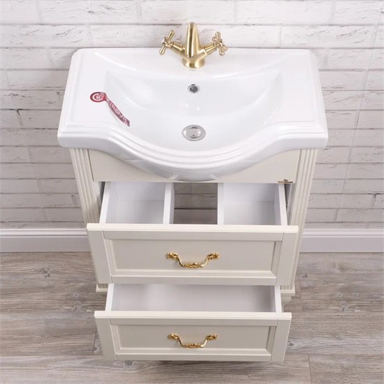 Тумба напольная ValenHouse коллекция Эллина 65-2, в цвете слоновая кость, массив ясеня 69