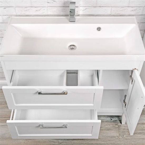 Тумба напольная ValenHouse коллекция Эйвори 100, в цвете белый, массив ясеня 73