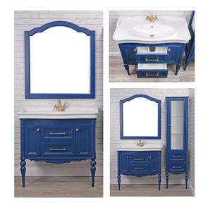 Комплект мебели для ванной комнаты ValenHouse коллекция Эстетика 100, в цвете синий, массив ясеня 2