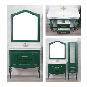 Комплект мебели для ванной комнаты ValenHouse коллекция Эстетика 100, в цвете зеленый, массив ясеня 3