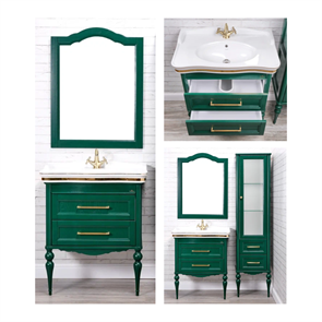 Комплект мебели для ванной комнаты ValenHouse коллекция Эстетика 80, в цвете зеленый, массив ясеня 6