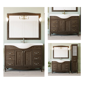 Комплект мебели для ванной комнаты ValenHouse коллекция Эллина 120, в цвете кальяри, массив ясеня 8