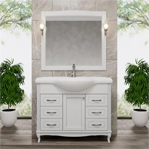 Комплект мебели для ванной комнаты ValenHouse коллекция Эллина 105-2, в цвете белый, массив ясеня 16