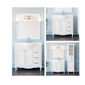 Комплект мебели для ванной комнаты ValenHouse коллекция Эллина 80, в цвете белый, массив ясеня 19