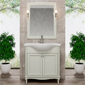 Комплект мебели для ванной комнаты ValenHouse коллекция Эллина 80-2, в цвете слоновая кость, массив ясеня 24