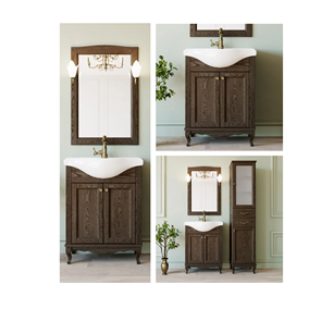 Комплект мебели для ванной комнаты ValenHouse коллекция Эллина 65, в цвете кальяри, массив ясеня 26