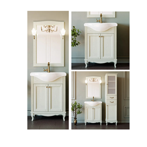 Комплект мебели для ванной комнаты ValenHouse коллекция Эллина 65, в цвете слоновая кость, массив ясеня 27