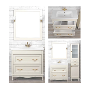 Комплект мебели для ванной комнаты ValenHouse коллекция Лиора 90, в цвете белый, массив ясеня 31