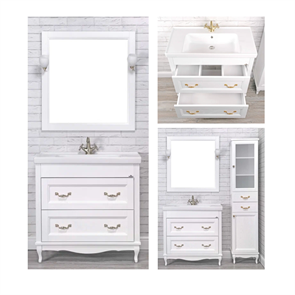 Комплект мебели для ванной комнаты ValenHouse коллекция Лиора 90, в цвете слоновая кость, массив ясеня 33