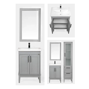 Комплект мебели для ванной комнаты ValenHouse коллекция Эйвори 60, в цвете серый, массив ясеня 39