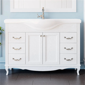 Тумба напольная ValenHouse коллекция Эллина 120, в цвете белый, массив ясеня 46