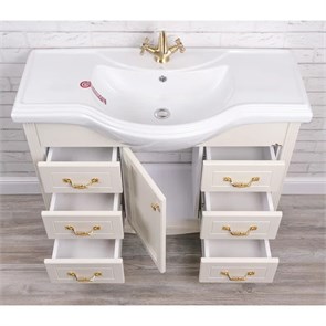 Тумба напольная ValenHouse коллекция Эллина 105-2, в цвете слоновая кость, массив ясеня 57