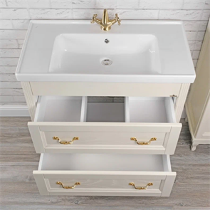 Тумба напольная ValenHouse коллекция Лиора 90, в цвете слоновая кость, массив ясеня 72