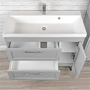 Тумба напольная ValenHouse коллекция Эйвори 100, в цвете серый, массив ясеня 74